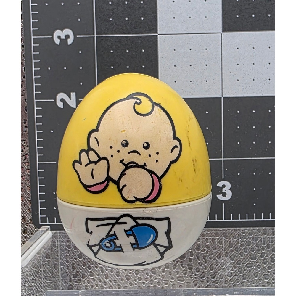 Suave Baby Care Roly Poly Toy 2.5 Inch Yellow White Good Vintage Wobble Egg